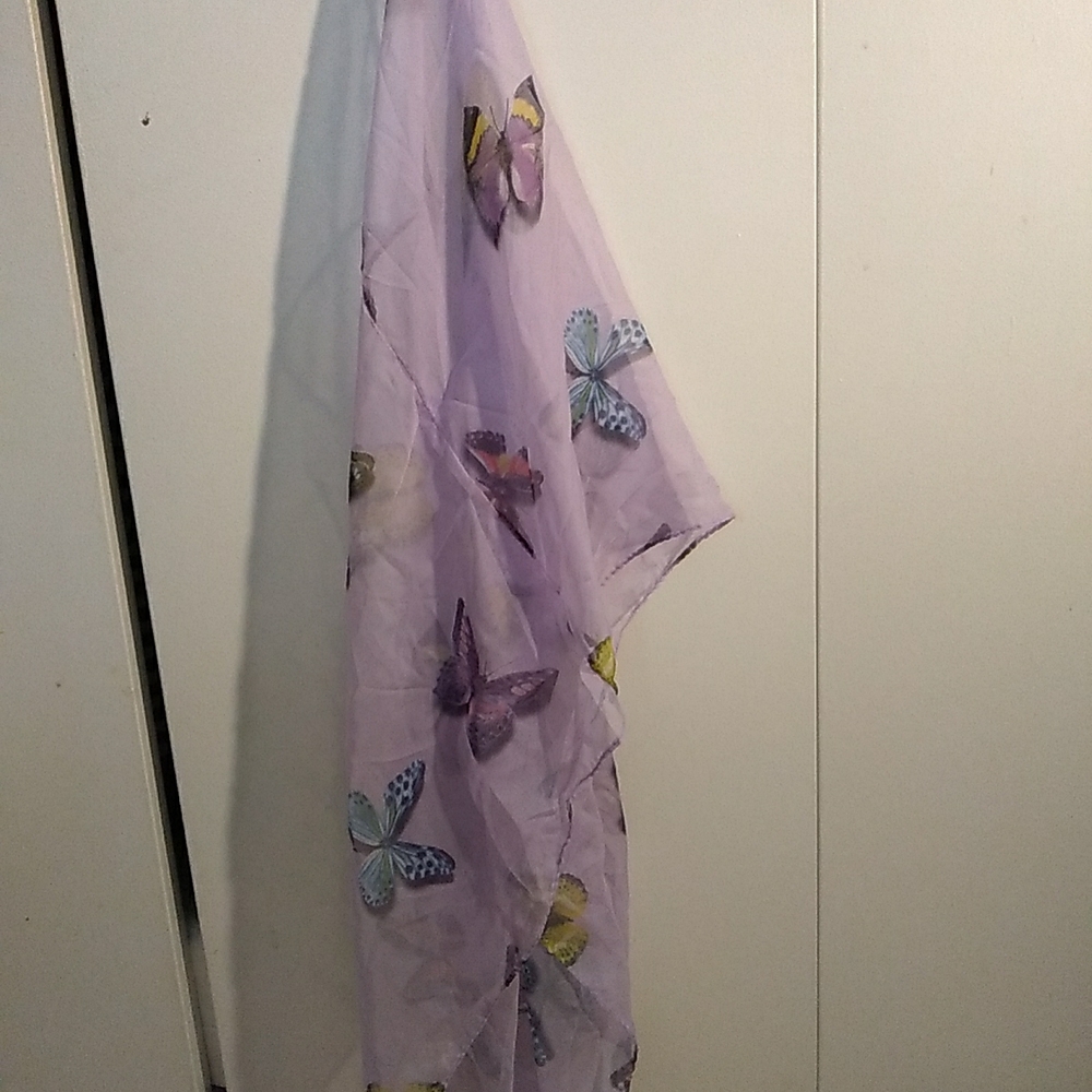 Purple Butterfly Print Scarf